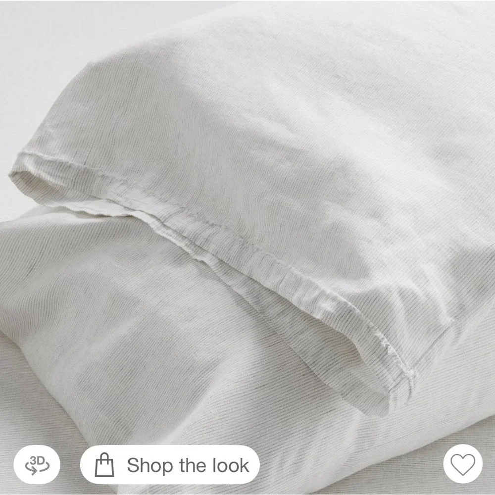 King 100% Linen Pillowcases Gray Micro Striped - Casaluna™